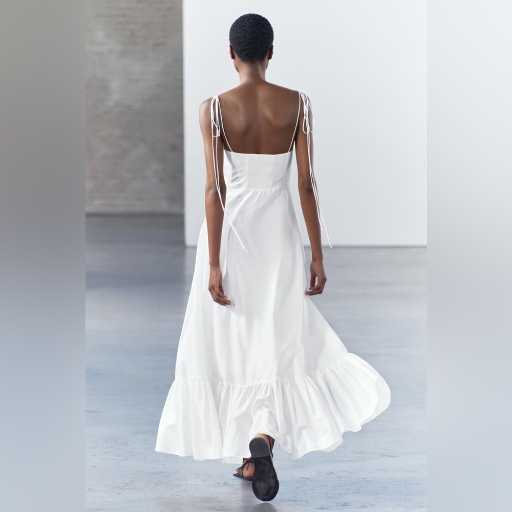 ZARA ZW COLLECTION RUFFLED POPLIN DRESS - Picture 4 of 8